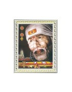 Satvik (New) Shirdi Sai Baba Designer White Photo Frame (3) for Pooja, Prayer & Decor (17*22cms)